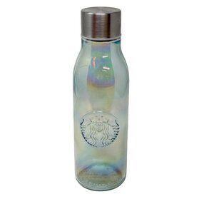 Starbucks Holiday Water Bottle 2019 Iridescent Recycled Glass 20 oz Like New